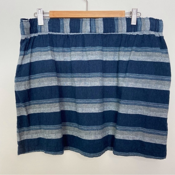 Patagonia blue skirt striped ajustable waist grey blue hemp cotton organic Large - Picture 5 of 13